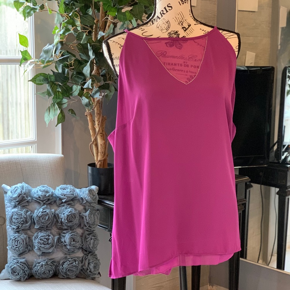 WHBM NWT Silk Purple Blouse XL